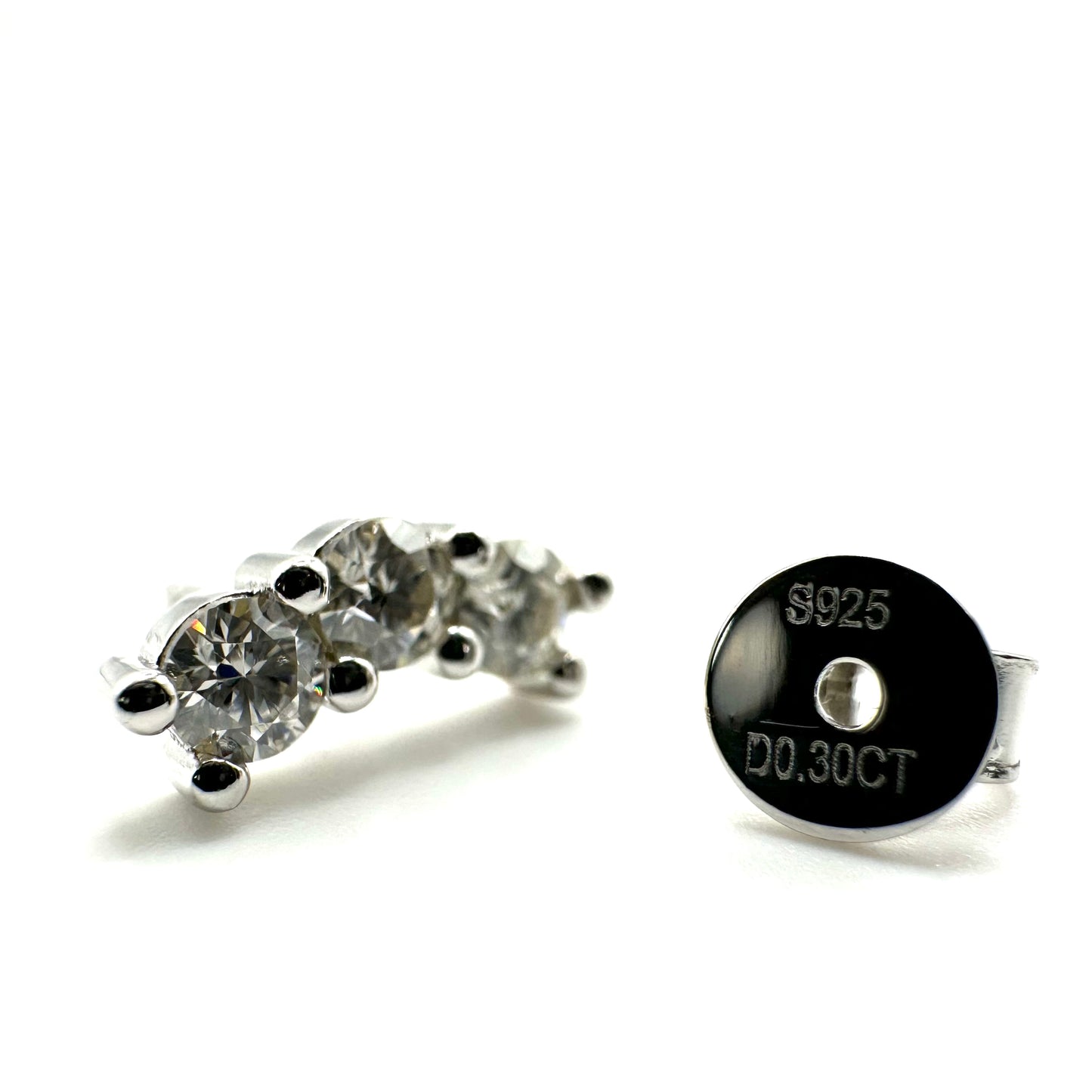 0.3ct Trilogy Stone Moissanite Earrings