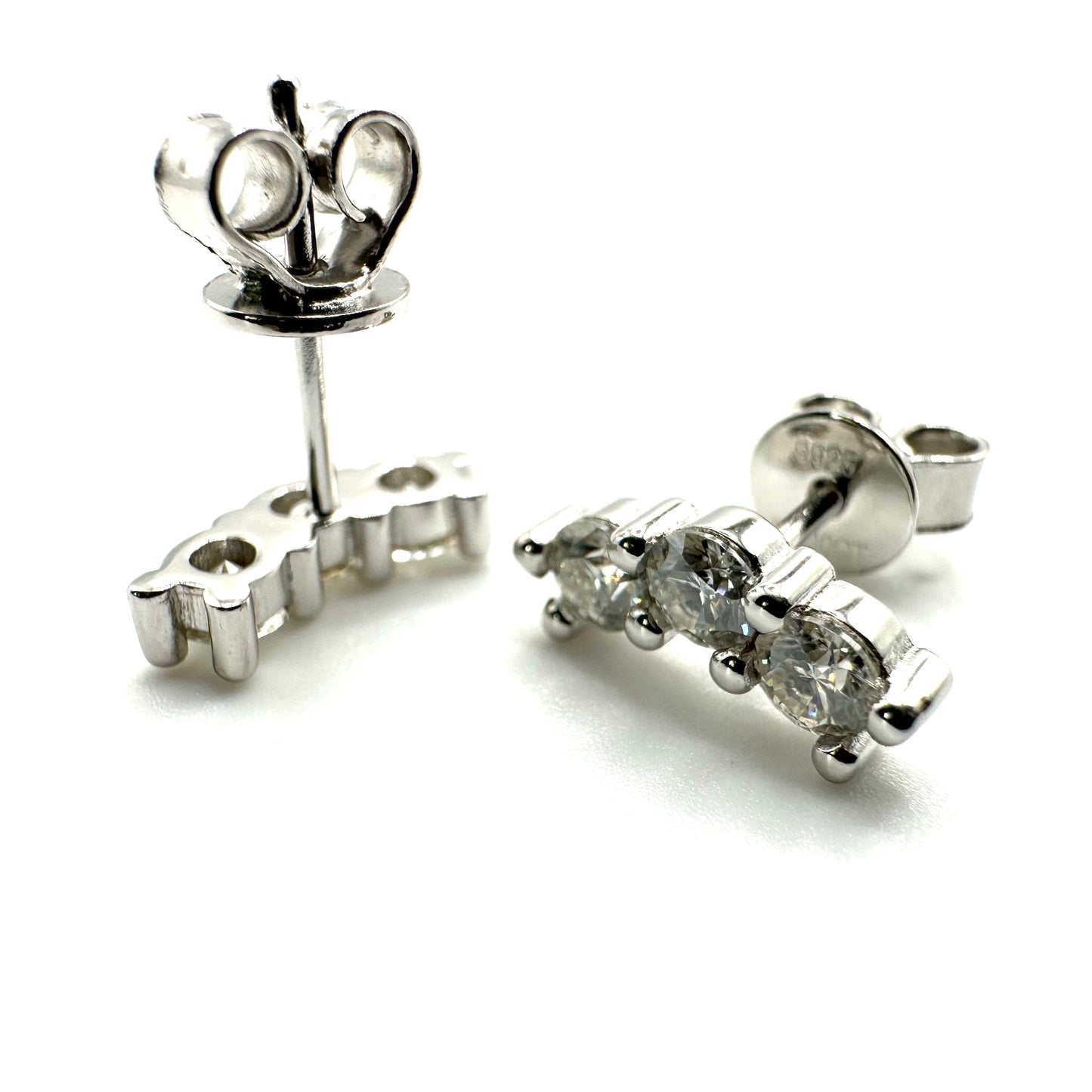 0.3ct Trilogy Stone Moissanite Earrings