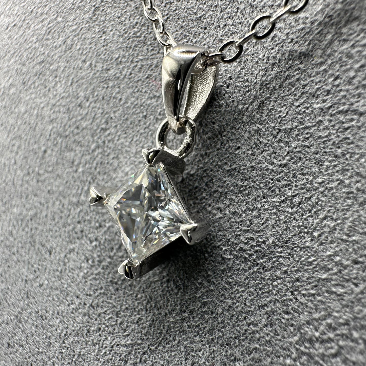 1ct Princess Cut Moissanite Pendant