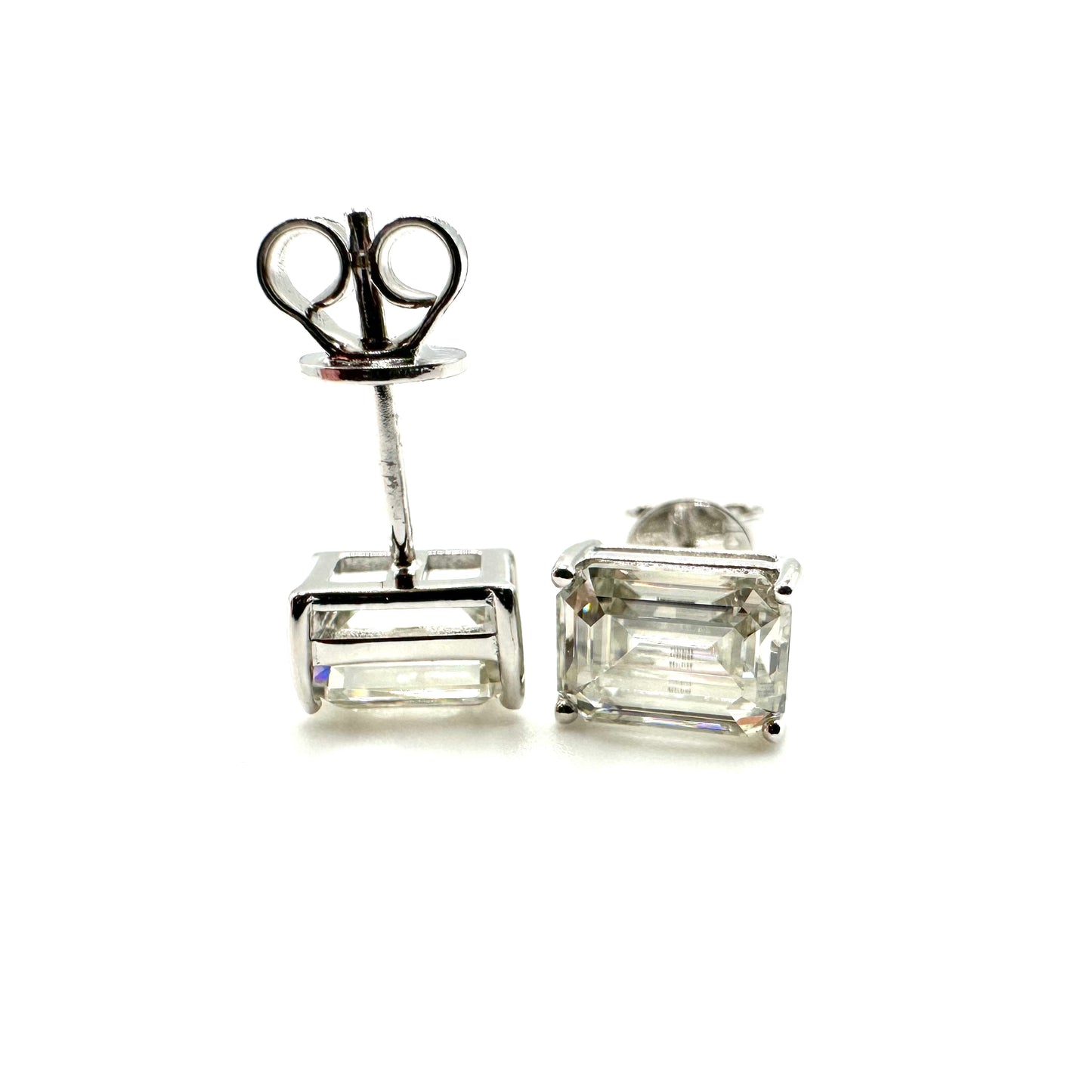 Emerald Cut Moissanite Earrings